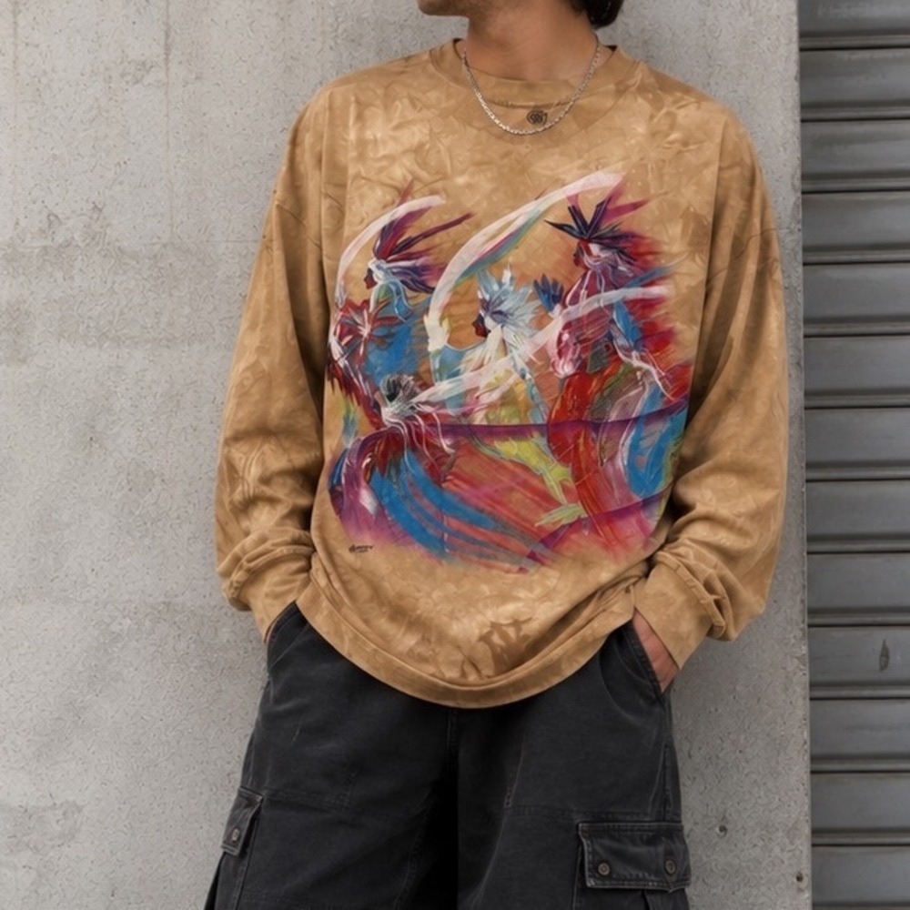 The Mountain Traci Rabbit Spirit Dancers Tie Dye Graphic Long Sleeve Shirt XL i3